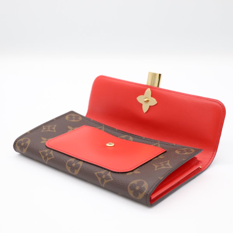 【已絕版♥️ 近新閒置】Louis Vuitton 路易威登 LV 新版Flower 經典花紋 扣式長夾 紅色牛皮 經典花紋|M62566-7