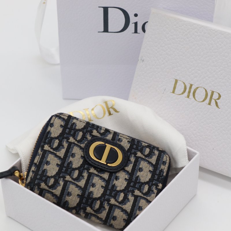 【近新閒置品♥️可以送禮】Dior 迪奧 30 Montaigne 藍色花紋 卡包 零錢包 短夾-0