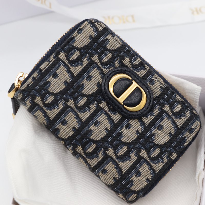 【近新閒置品♥️可以送禮】Dior 迪奧 30 Montaigne 藍色花紋 卡包 零錢包 短夾-1