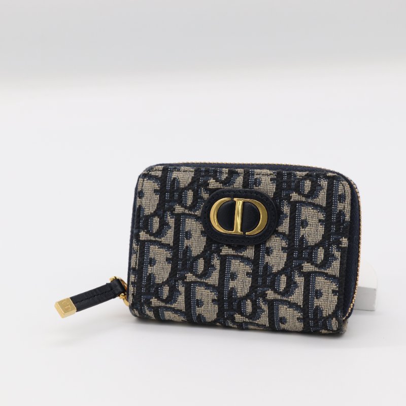 【近新閒置品♥️可以送禮】Dior 迪奧 30 Montaigne 藍色花紋 卡包 零錢包 短夾-2