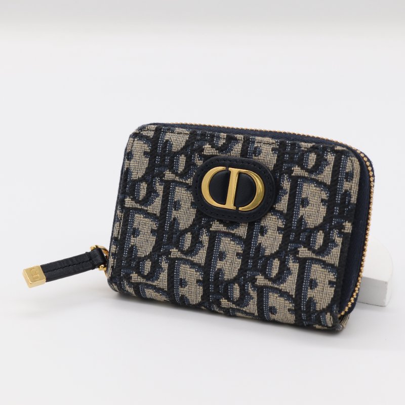 【近新閒置品♥️可以送禮】Dior 迪奧 30 Montaigne 藍色花紋 卡包 零錢包 短夾-3