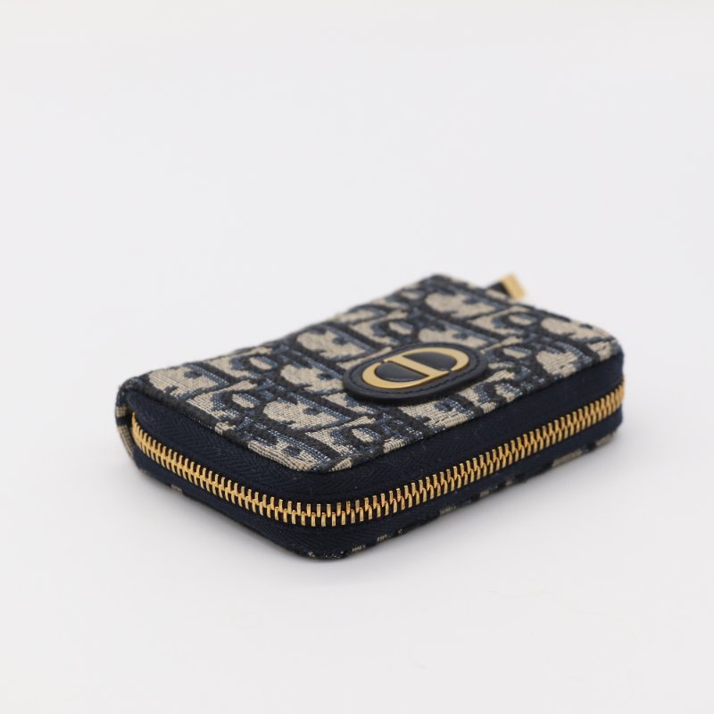 【近新閒置品♥️可以送禮】Dior 迪奧 30 Montaigne 藍色花紋 卡包 零錢包 短夾-5