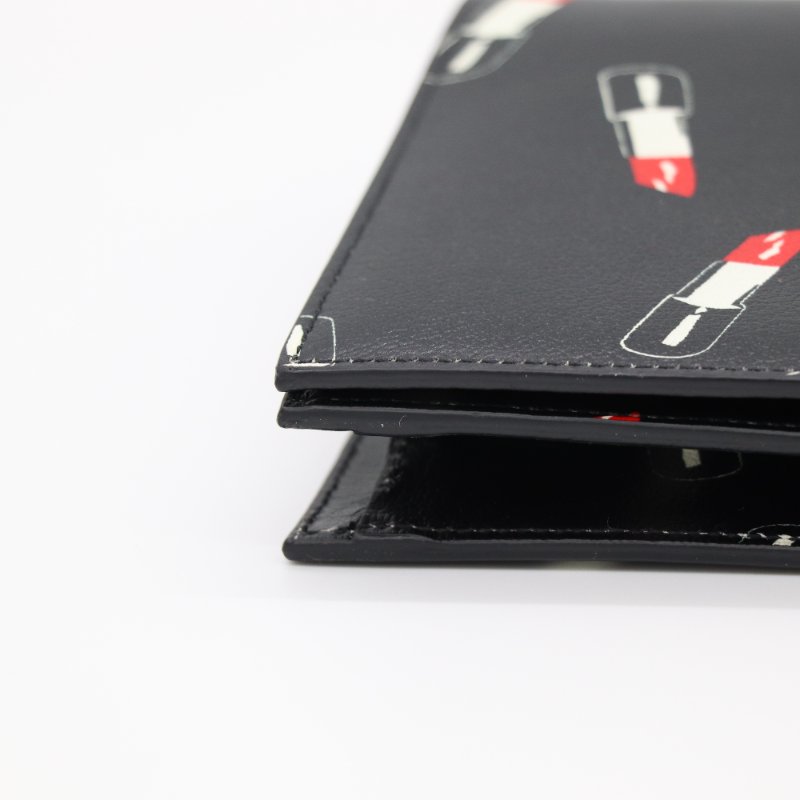 Saint Laurent 聖羅蘭 黑色牛皮 💄口紅印花 手拿包 復古風(可以自己加鏈條改造斜挎包)-2