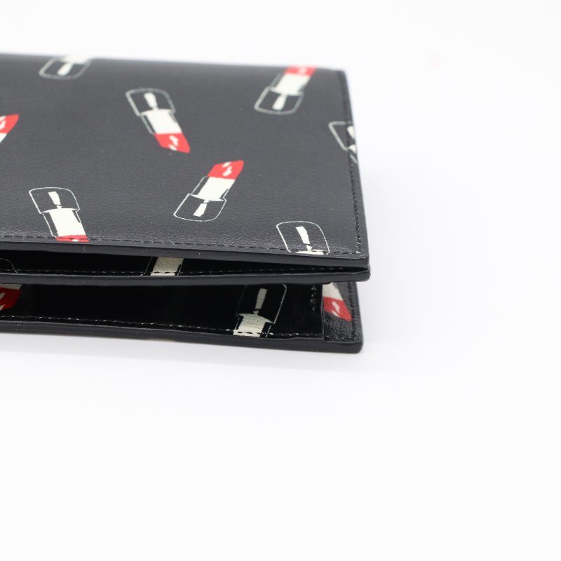 Saint Laurent 聖羅蘭 黑色牛皮 💄口紅印花 手拿包 復古風(可以自己加鏈條改造斜挎包)-3