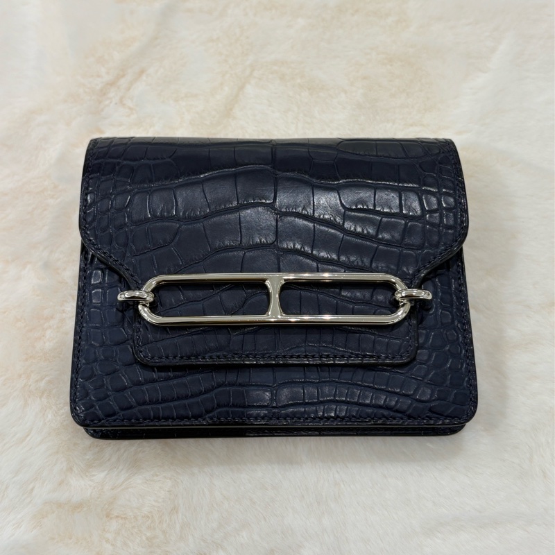 Hermes Roulis slim 湛藍色豬鼻銀扣-1