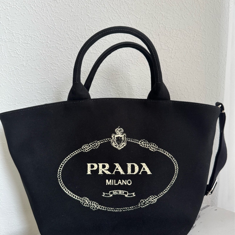 prada黑色單寧步手提兩用包-0