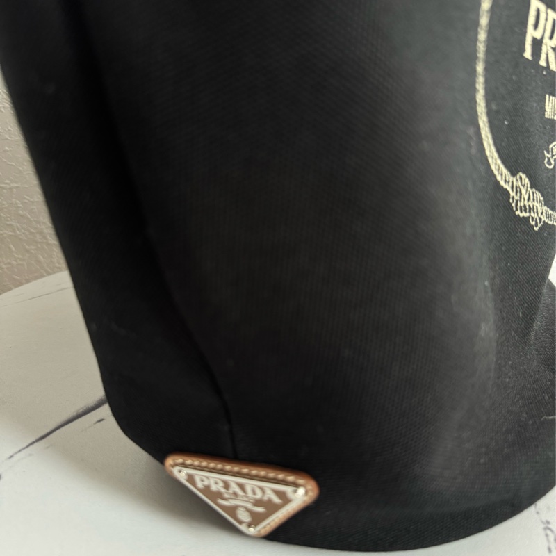 prada黑色單寧步手提兩用包-15