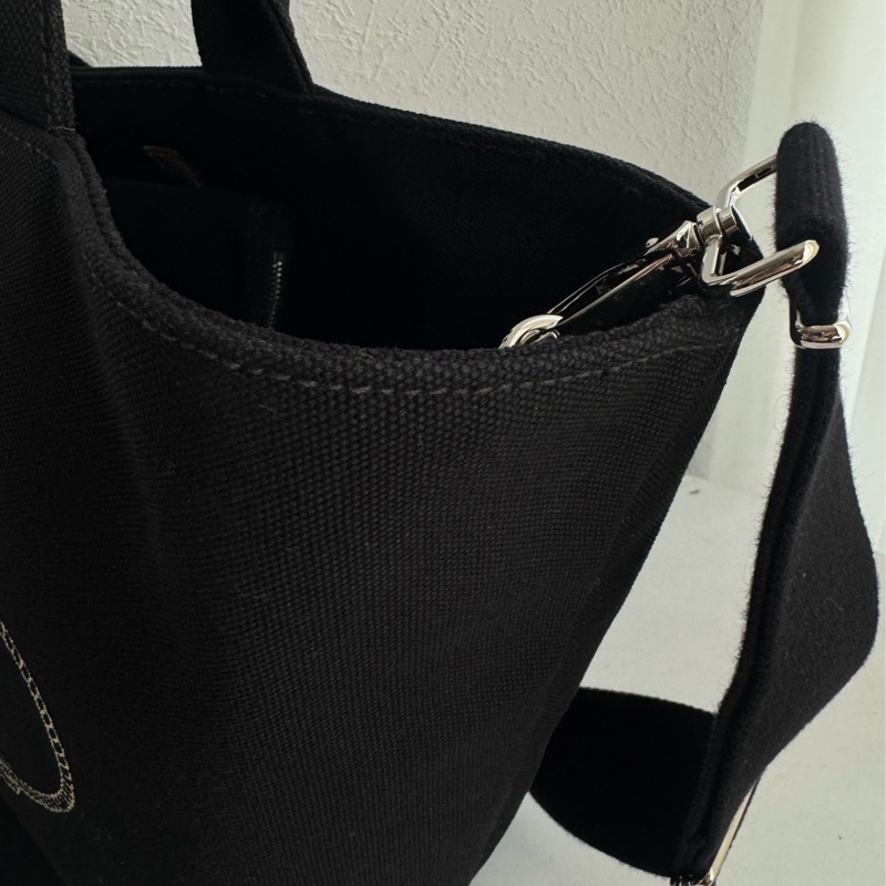 prada黑色單寧步手提兩用包-16