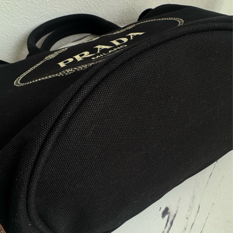 prada黑色單寧步手提兩用包-18