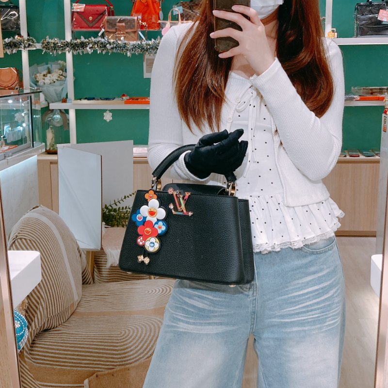 TW4529 Louis Vuitton路易威登 村上隆聯名款  x TM CAPUCINES BB M13832 Black x GHW-28