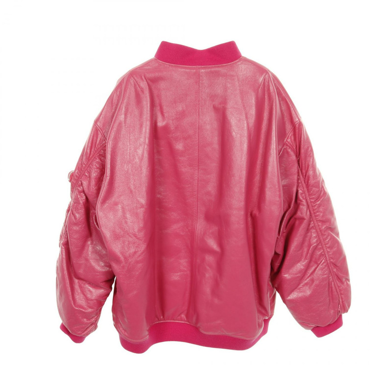 PRADA 粉紅色男士納帕皮拉鍊夾克外套，M碼-1