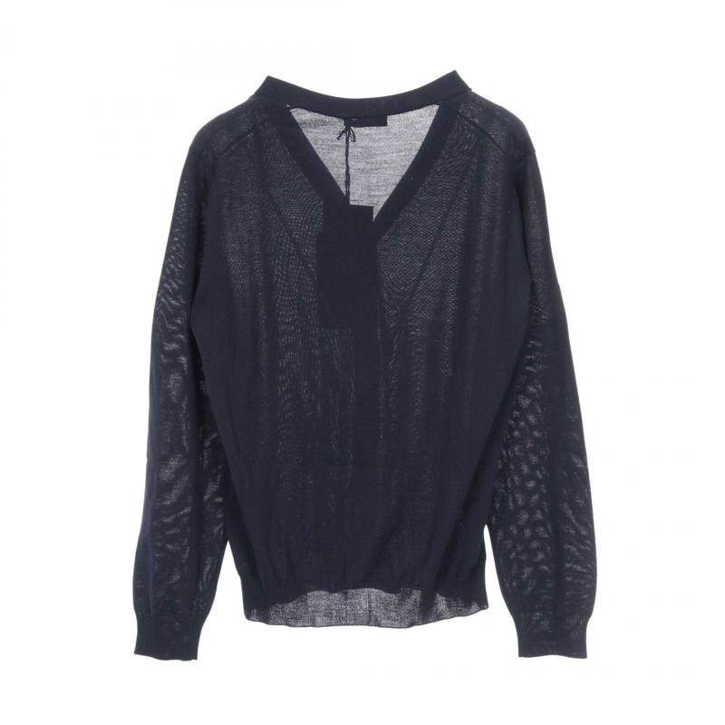 PRADA 男款長袖針織開襟衫，羊毛材質，海軍藍，46號-1