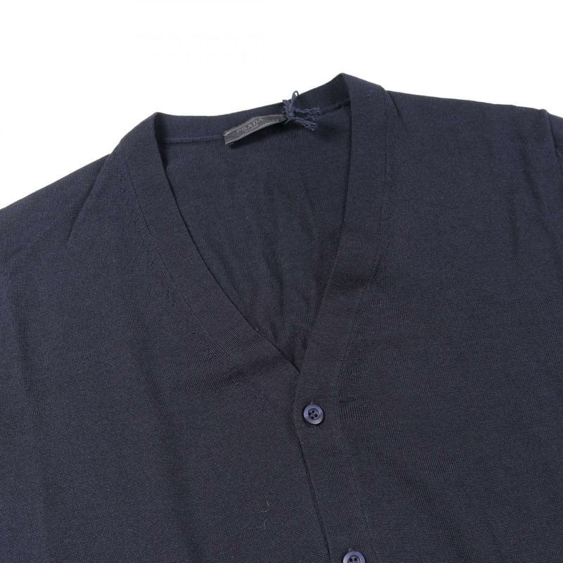 PRADA 男款長袖針織開襟衫，羊毛材質，海軍藍，46號-5