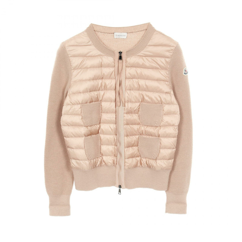 MONCLER 羊毛尼龍開襟羽絨外套 粉紅色 二手 女款 L 碼-0