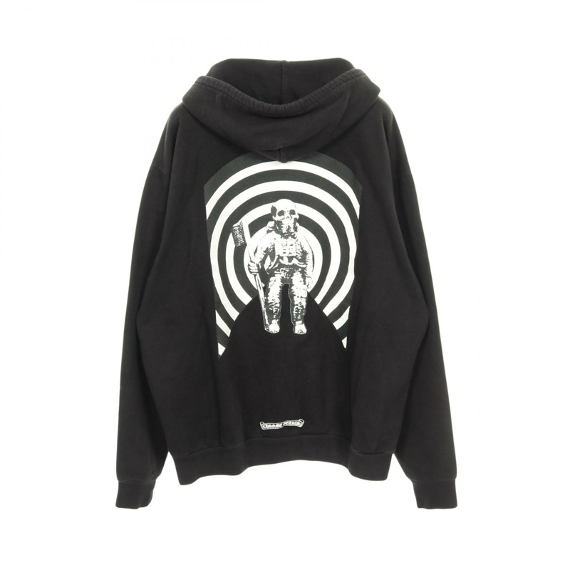 鉻心 (CHROME HEARTS) 拉鍊連帽衫，純棉材質，黑色，二手男款 L 碼-1