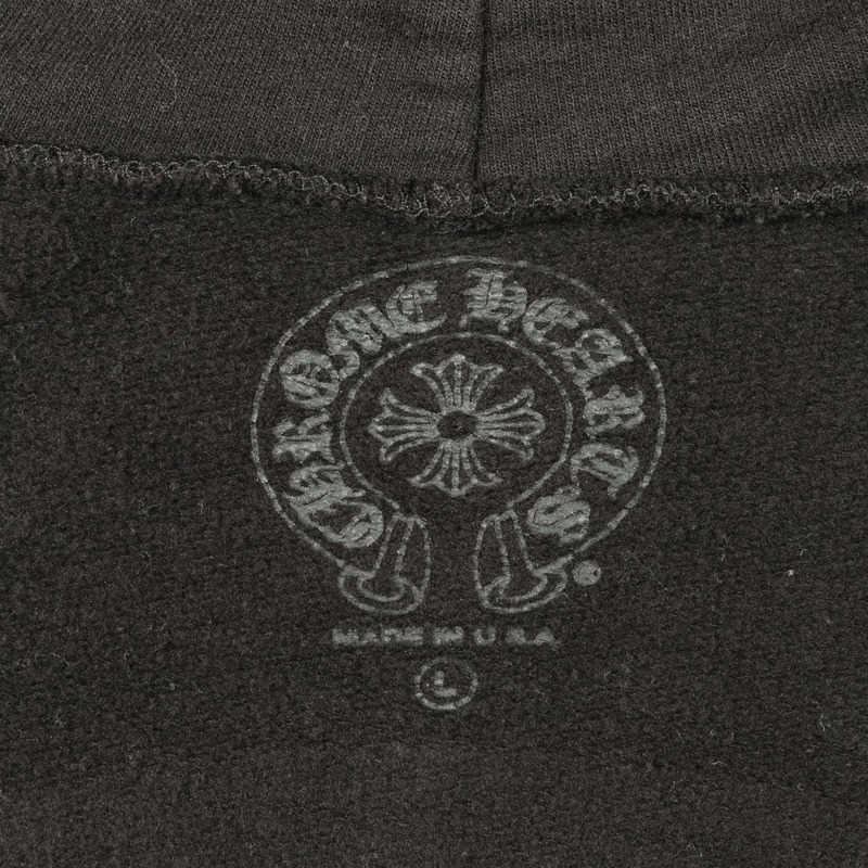 鉻心 (CHROME HEARTS) 拉鍊連帽衫，純棉材質，黑色，二手男款 L 碼-2