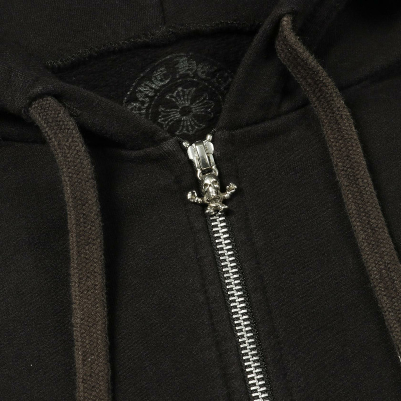 鉻心 (CHROME HEARTS) 拉鍊連帽衫，純棉材質，黑色，二手男款 L 碼-10