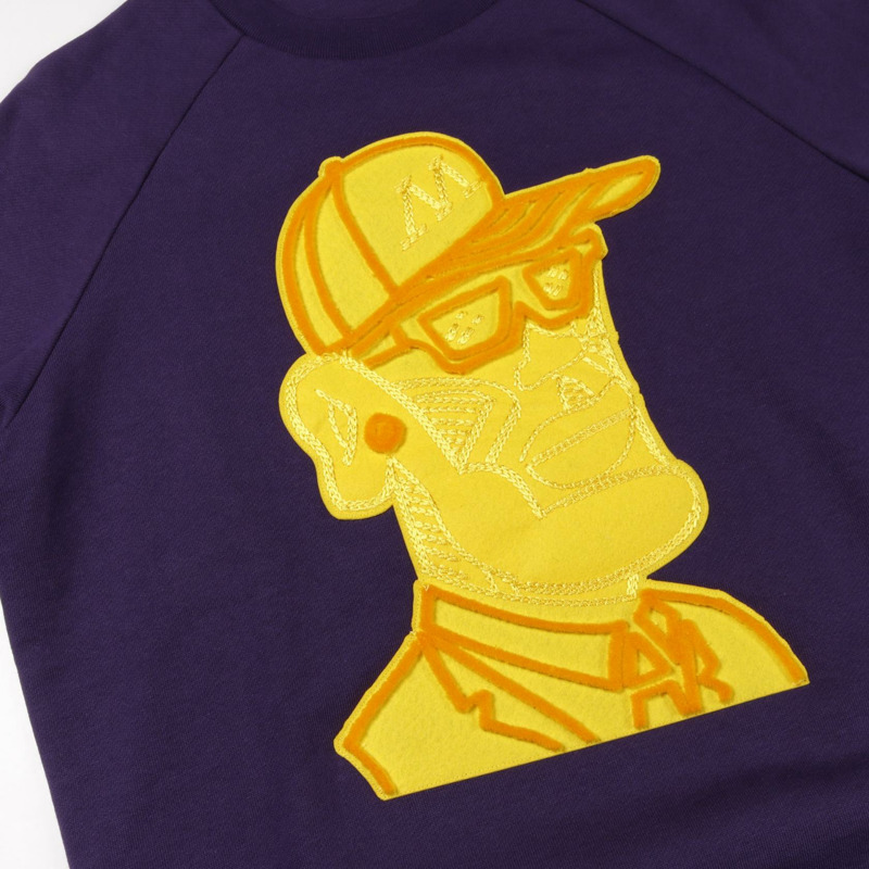 MONCLER 男款長袖衛衣，純棉材質，紫色/黃色，二手，S碼。-5