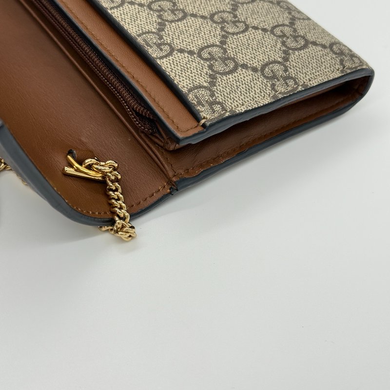 Gucci 古馳 Padlock 黑色牛皮 經典花紋 鏈條錢包 斜挎包 單肩包 多卡位 鈔票位（鏈條可以拆卸）-10