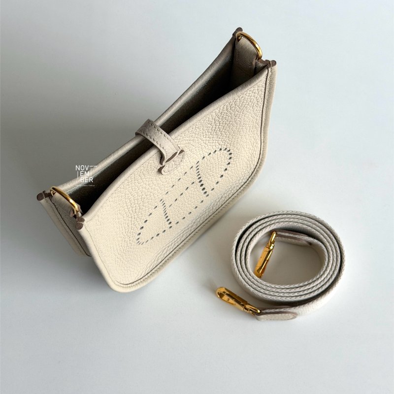 閒置新✨ Hermès 愛馬仕 Evelyne Mini 冰川白金釦一代-2
