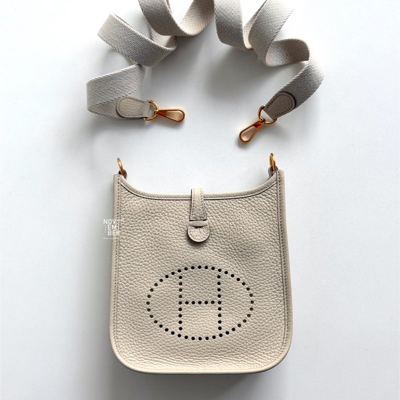 閒置新✨ Hermès 愛馬仕 Evelyne Mini 冰川白金釦一代-5