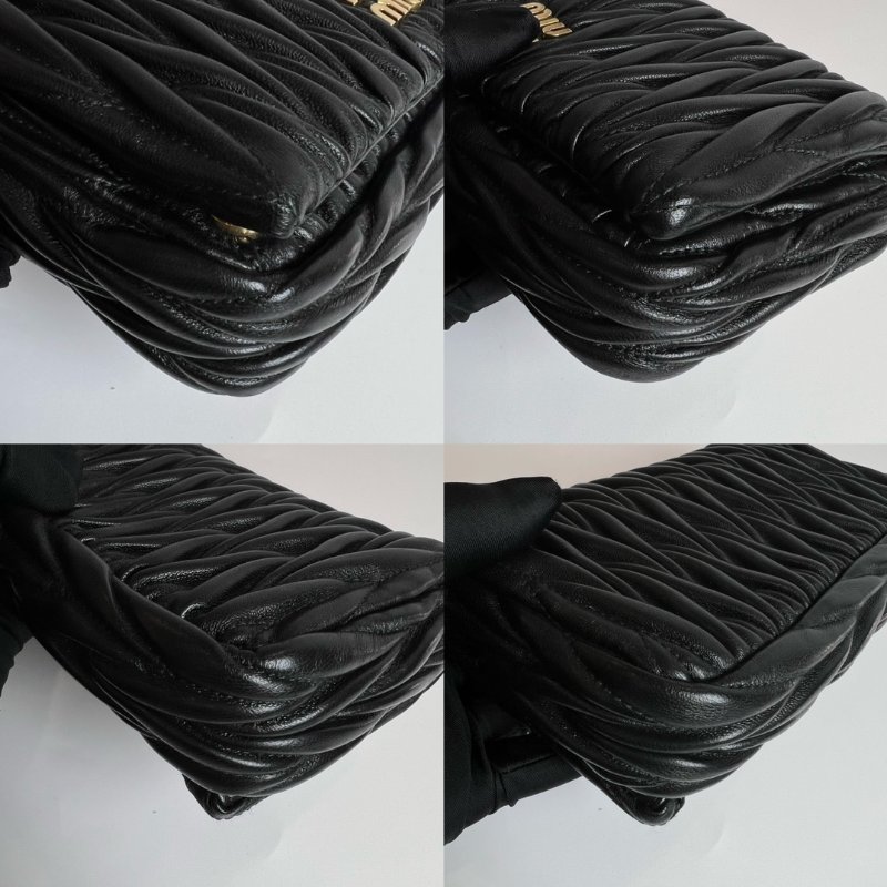 全新品 MIUMIU 黑皺褶包-8