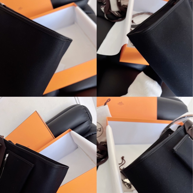 【近新閒置品】Hermes愛馬仕herbag31黑銀扣拼烏木色外縫手提單件斜挎包T刻-7