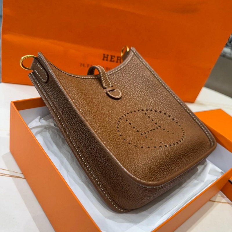 *SHIHNA名牌精品* Hermes mini evelyne 金棕色 金扣 Z刻-0