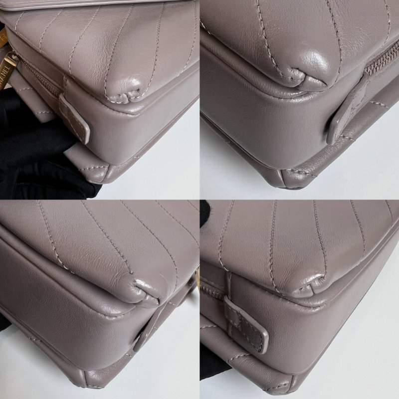 CHANEL 25開 紫灰金鍊牛皮信封包-11