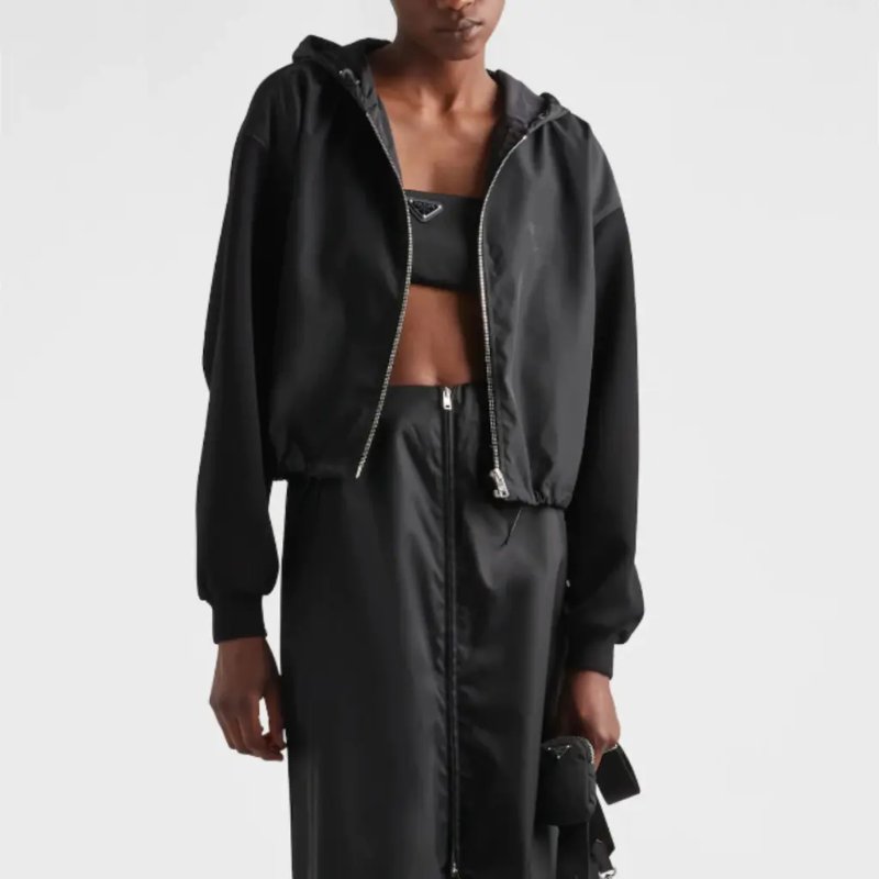 Prada 普拉達 黑色尼龍 降落傘 拉鍊外套 M 號-2