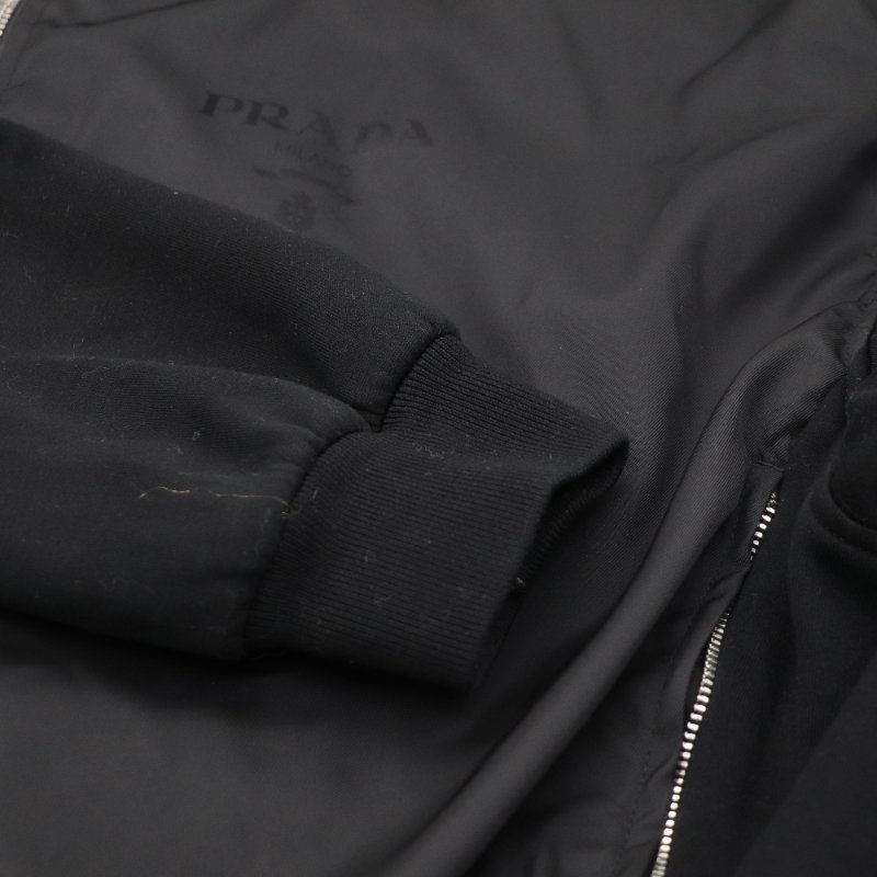 Prada 普拉達 黑色尼龍 降落傘 拉鍊外套 M 號-7