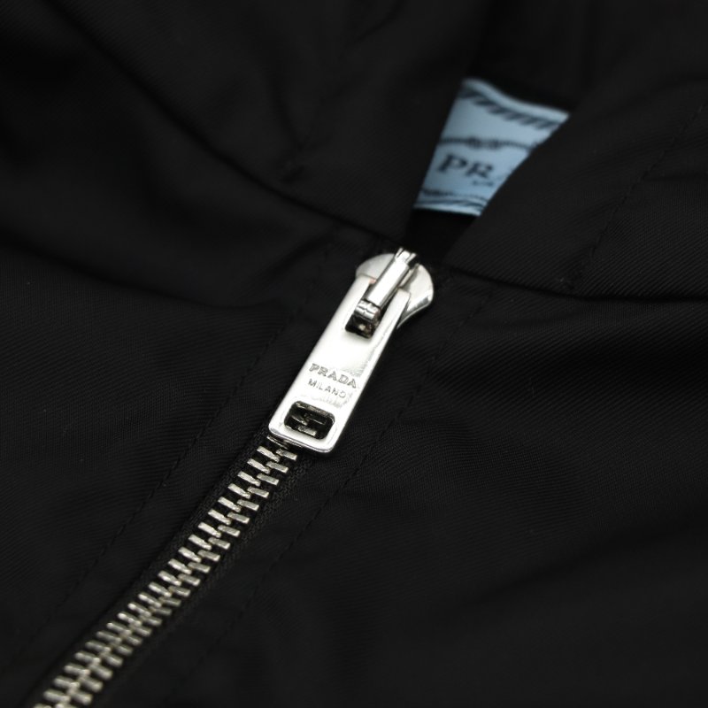 Prada 普拉達 黑色尼龍 降落傘 拉鍊外套 M 號-8