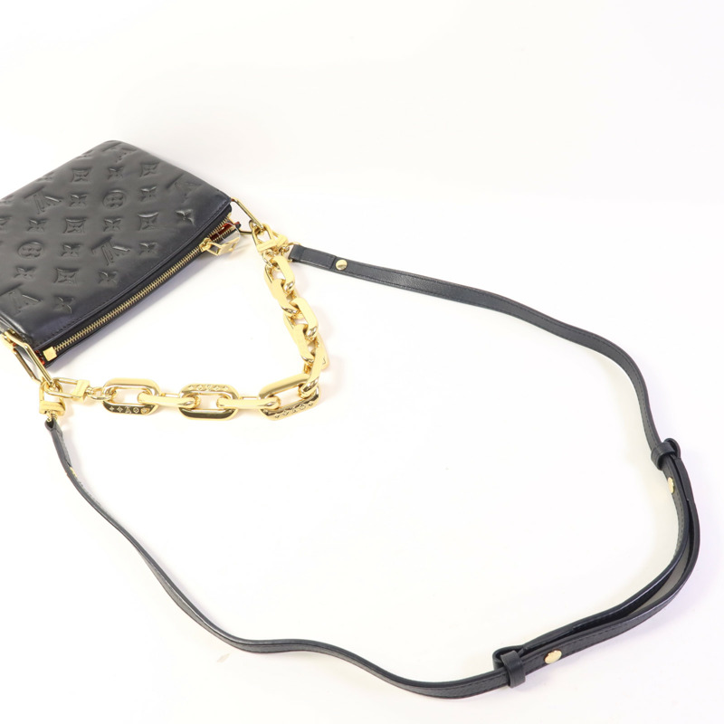 LOUIS VUITTON Monogram Embossed Coussin BB金扣鏈帶手挽肩背兩用袋-4