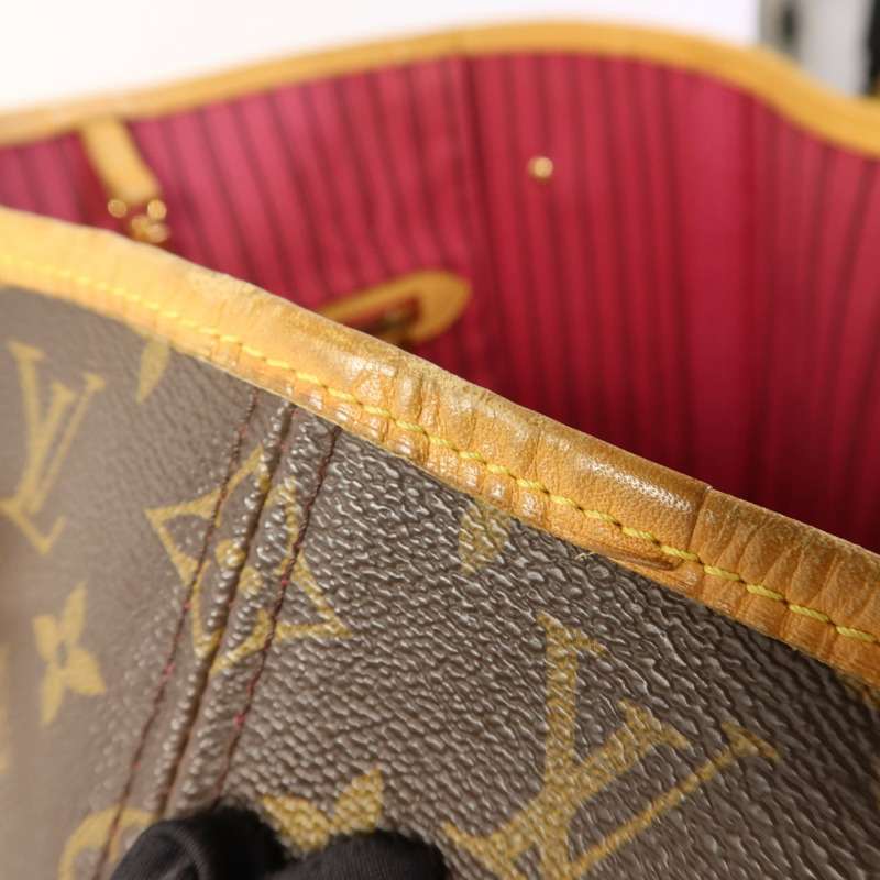 LOUIS VUITTON Monogram Neverfull MM金扣手挽袋-17
