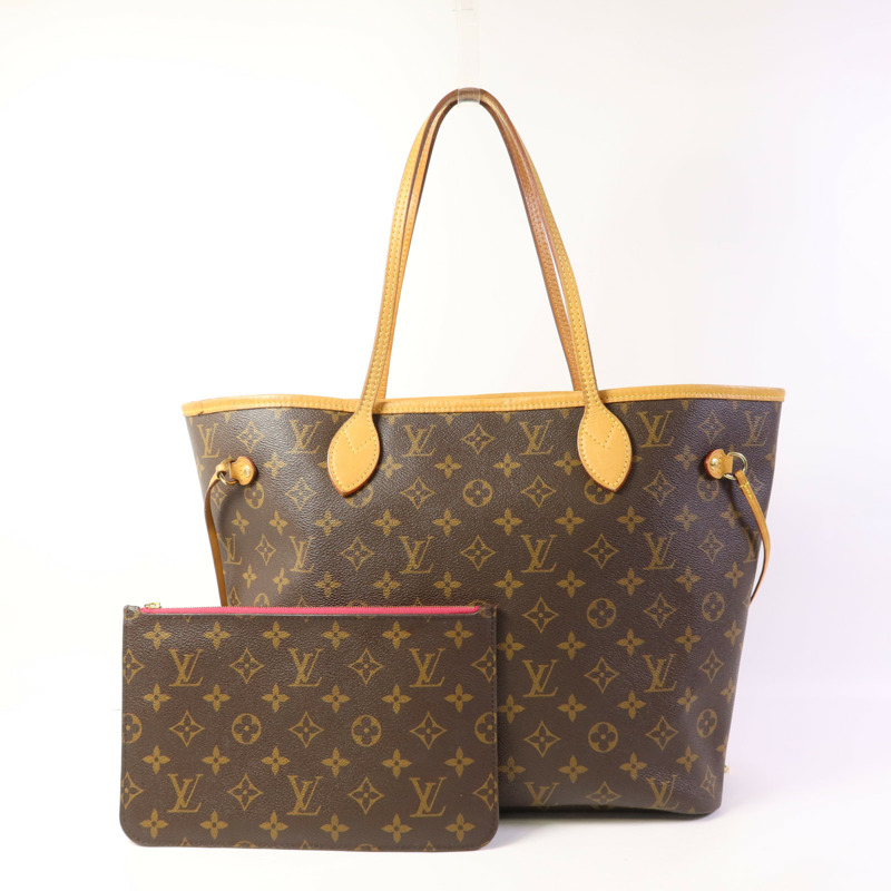 LOUIS VUITTON Monogram Neverfull MM金扣手挽袋-23