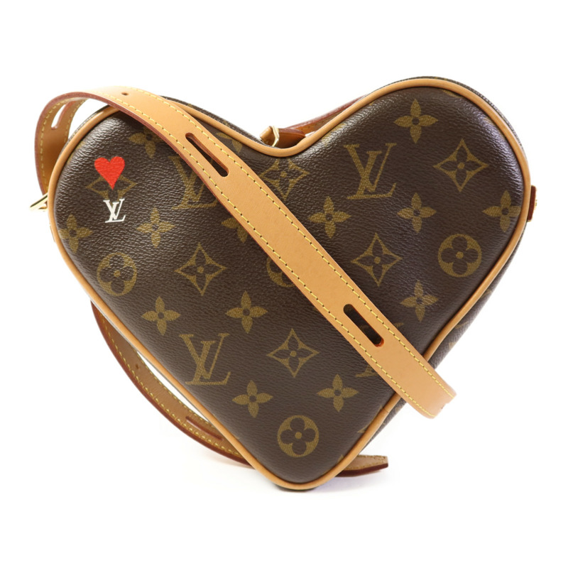LOUIS VUITTON Monogram Game On Coeur金扣肩背袋棕色-0