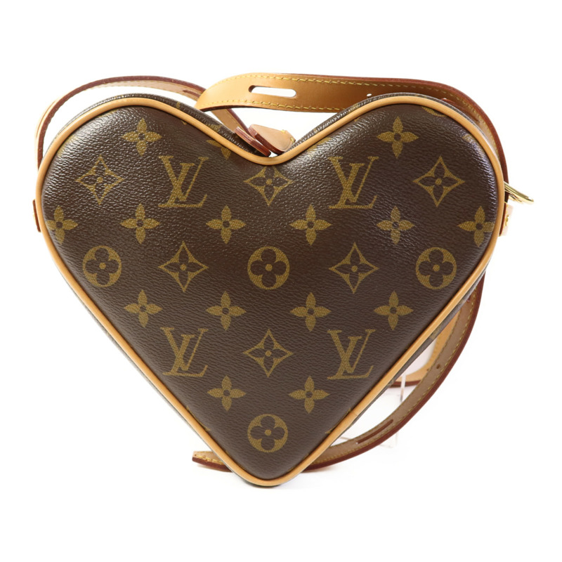 LOUIS VUITTON Monogram Game On Coeur金扣肩背袋棕色-1