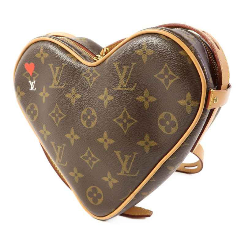 LOUIS VUITTON Monogram Game On Coeur金扣肩背袋棕色-2