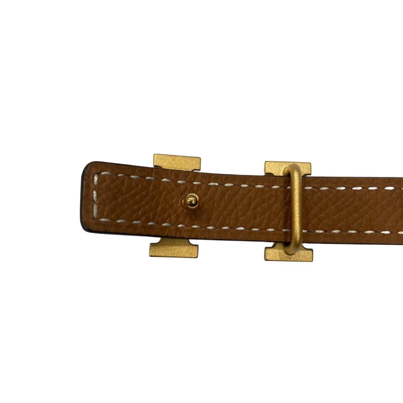 HERMES 愛馬仕 H BELT 75CM 皮革 黑色 棕色 雙色 金釦-5