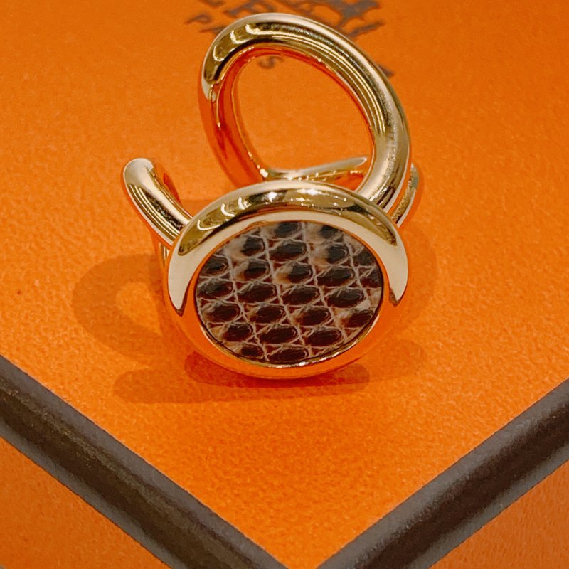 TW4518 Hermes 愛馬仕 蜥蜴皮夾耳骨 金色耳環Heritage Equestre PM Earrings Lizard x GHW-1