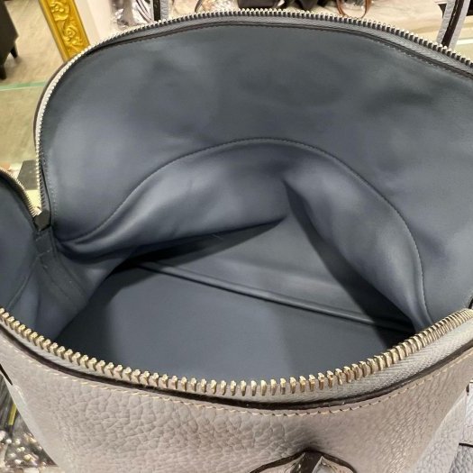 東區正精品㊣HERMES Bolide 31cm 愛馬仕灰藍色全皮銀釦拉鍊柏麗包手提包肩背包兩用包 方塊Q刻 RZ5770-2