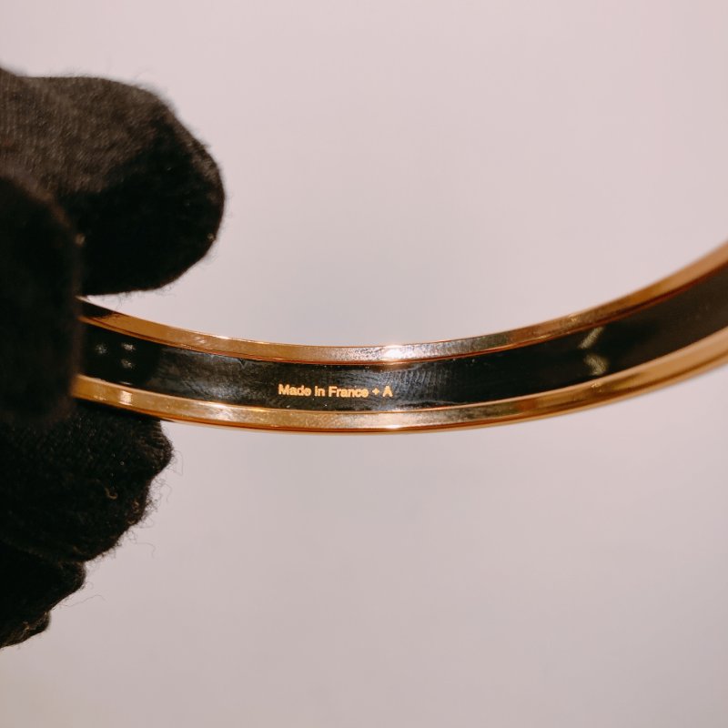 TW4520 Hermes 愛馬仕 套入式手鐲 粉白玫瑰金 Brides De Gala Enamel Bracelet 65 Size Pink/White x RGHW-5