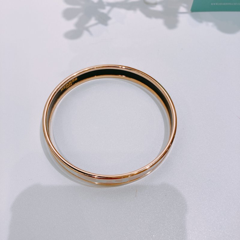 TW4520 Hermes 愛馬仕 套入式手鐲 粉白玫瑰金 Brides De Gala Enamel Bracelet 65 Size Pink/White x RGHW-7
