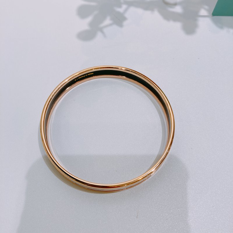 TW4520 Hermes 愛馬仕 套入式手鐲 粉白玫瑰金 Brides De Gala Enamel Bracelet 65 Size Pink/White x RGHW-8