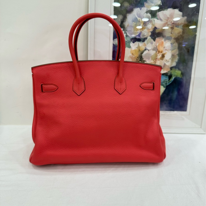 Hermes 愛馬仕birkin35 芍藥粉 齋普爾紅，togo皮 框P刻字，銀扣，包型板正-2