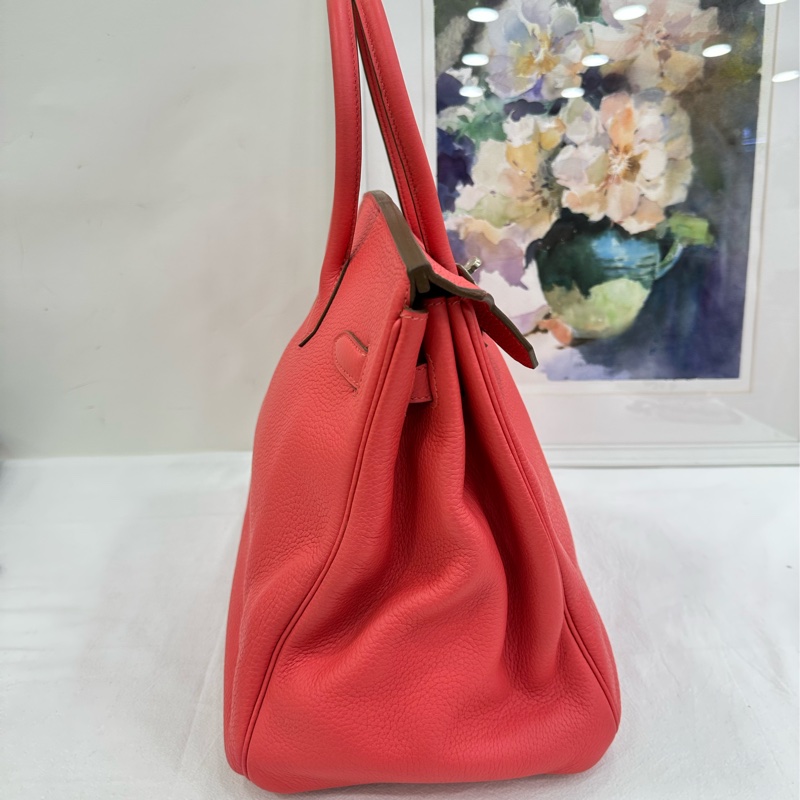 Hermes 愛馬仕birkin35 芍藥粉 齋普爾紅，togo皮 框P刻字，銀扣，包型板正-4