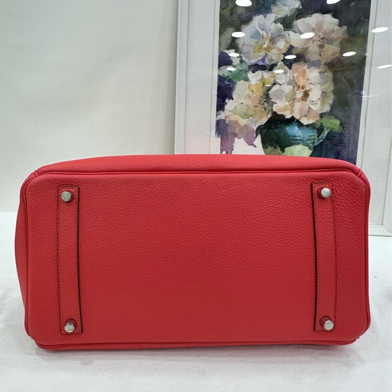 Hermes 愛馬仕birkin35 芍藥粉 齋普爾紅，togo皮 框P刻字，銀扣，包型板正-5