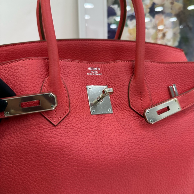 Hermes 愛馬仕birkin35 芍藥粉 齋普爾紅，togo皮 框P刻字，銀扣，包型板正-8