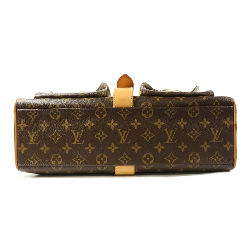 LOUIS VUITTON Monogram Manhattan GM金扣手挽袋棕色-3
