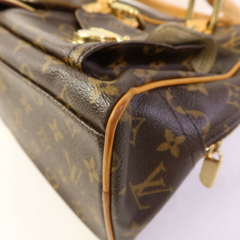 LOUIS VUITTON Monogram Manhattan GM金扣手挽袋棕色-12